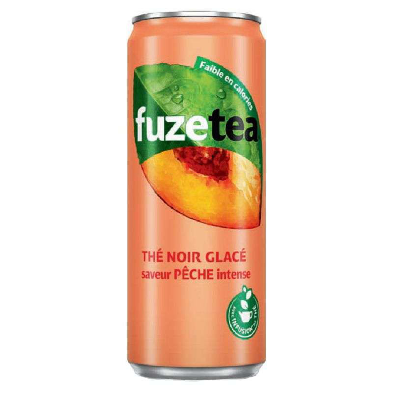 Boisson Fuze Tea 33cl à la pêche intense – thé glacé à savourer avec votre repas chez Gino & Giulia